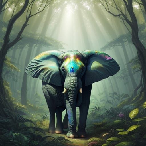 Whimsical Elephant Ant Hybrid in Enchanted Forest