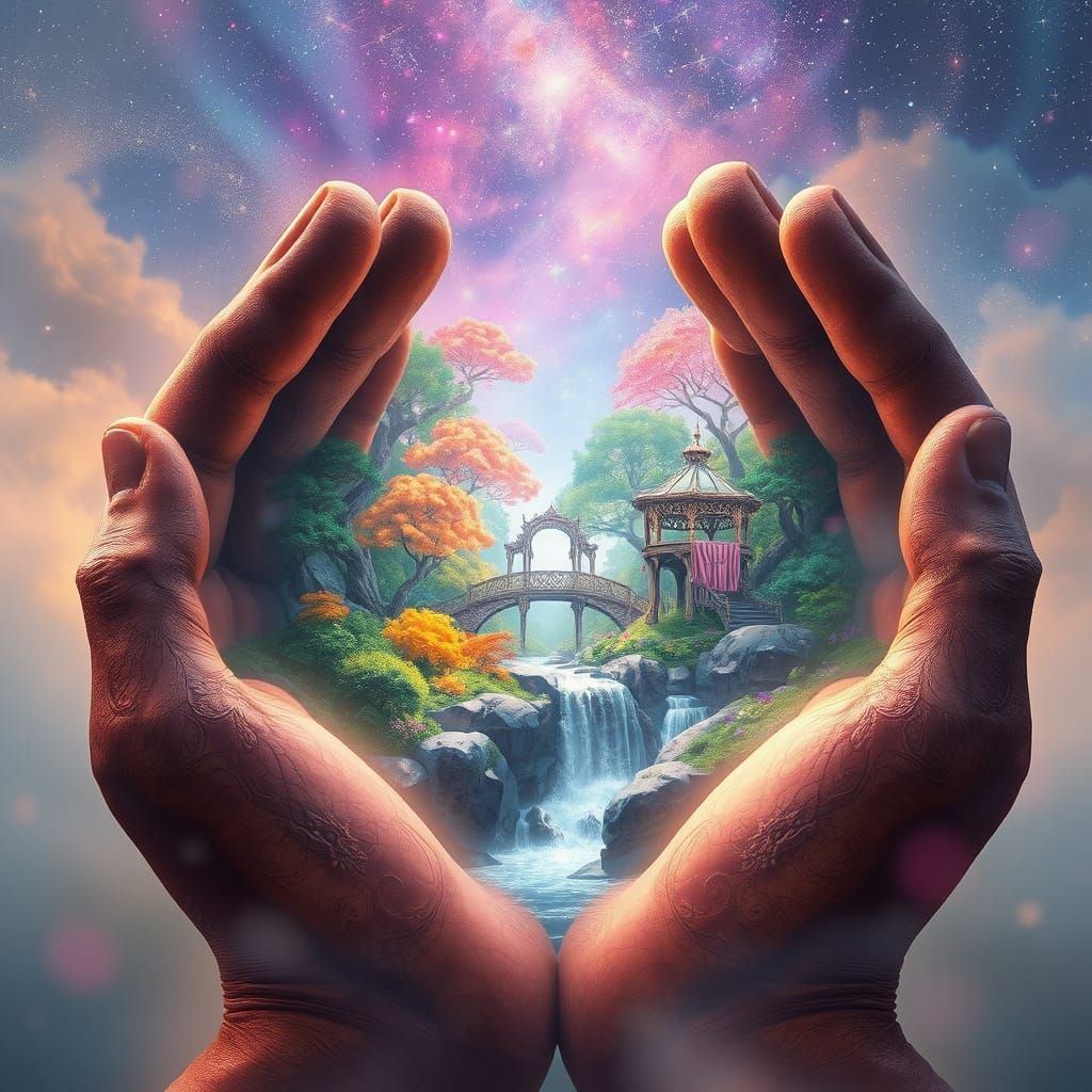 Ethereal Stones Cradle Dreamlike Forest in Celestial Landsca...