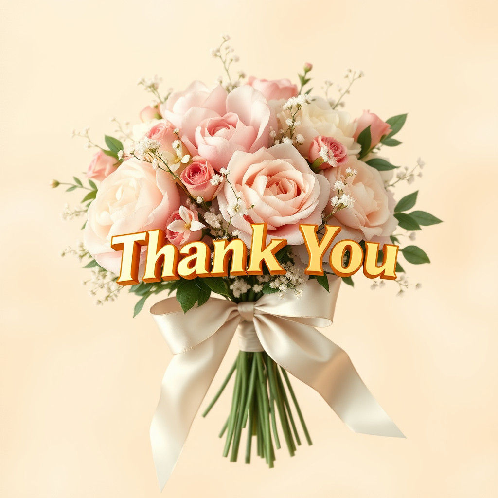 Pastel Bouquet with Golden Thank You Message
