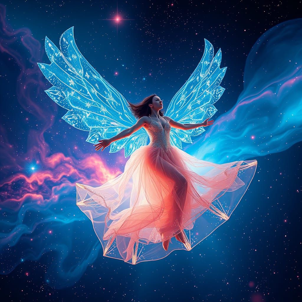 Ethereal Goddess in Psychedelic Cosmos, Surreal Style