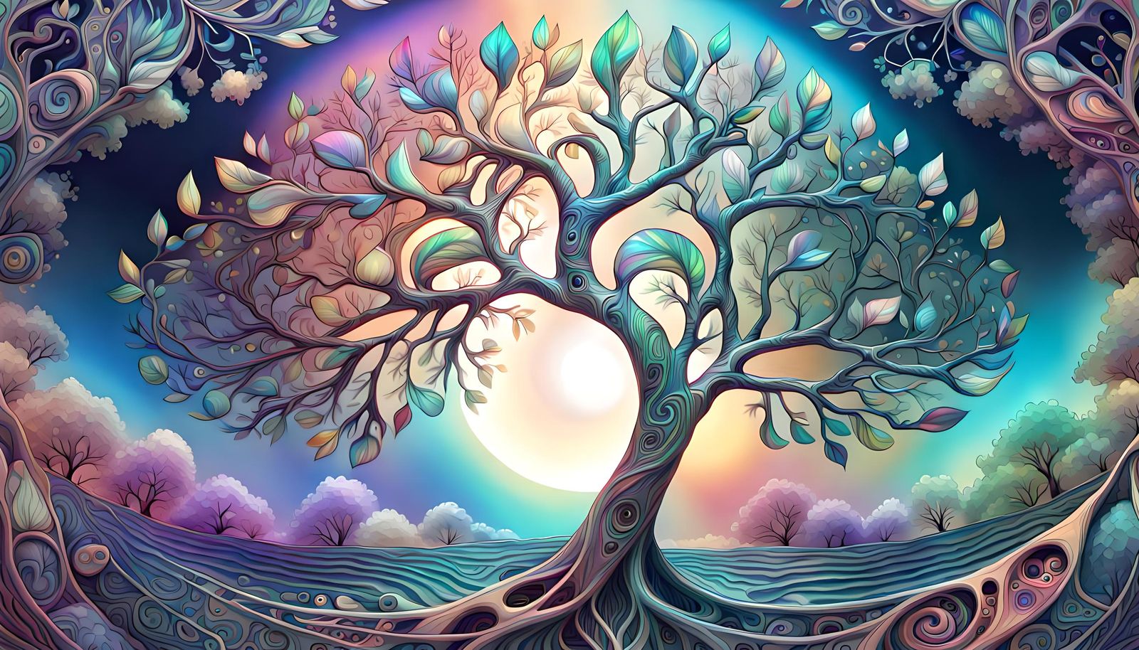 Iridescent Tree of Life: Holographic Cosmic Illustration
