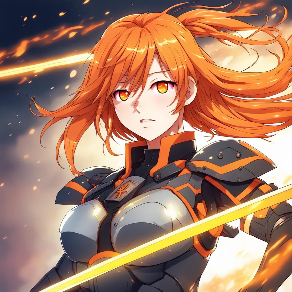 Anime Warrior Girl with Light Energy