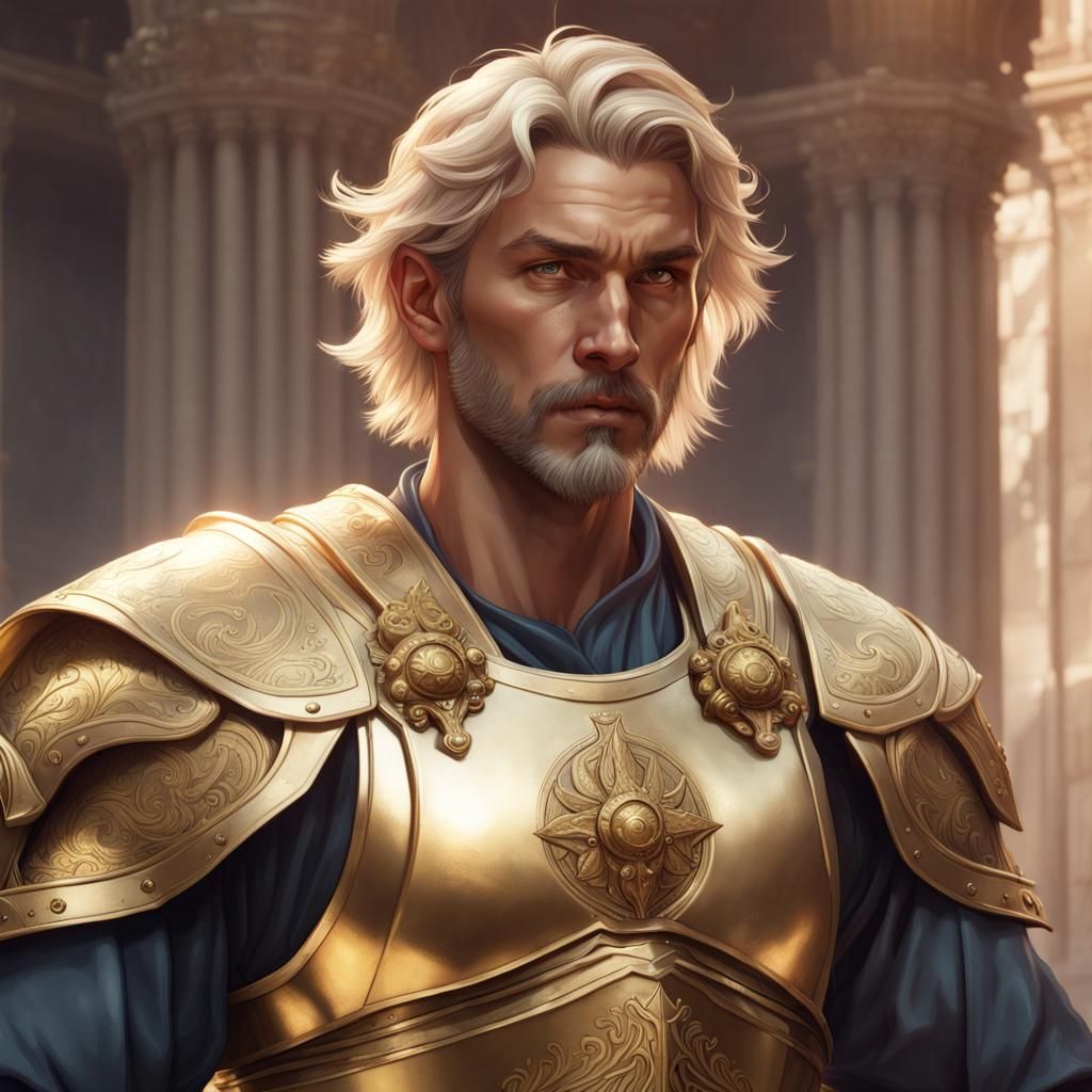 Blonde Man in Gold Armor: Artstation Portrait