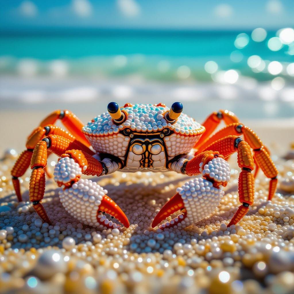 Surreal Beaded Crab on a Beaded Beach