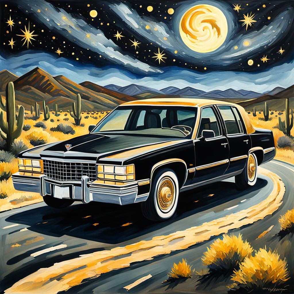 Cadillac to San Diego in Gouache Style
