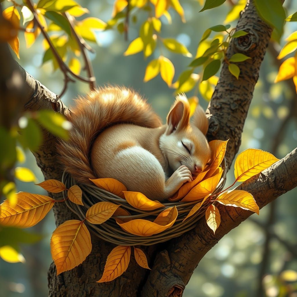 Sleeping cute squirrel