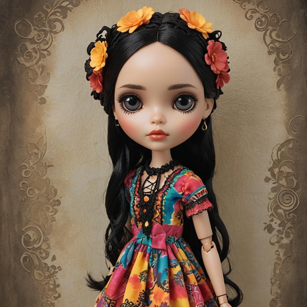 Latina Blythe Doll in Bohemian Dress