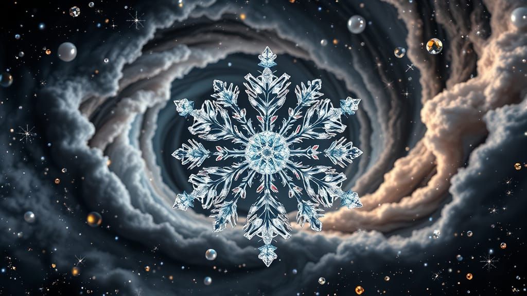 Gleaming 3D Snowflake in Gemstone Universe