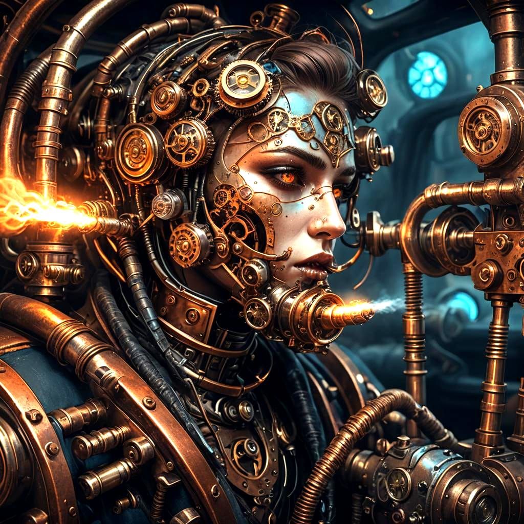 Steampunk Lips with Visual Effects and Sparks