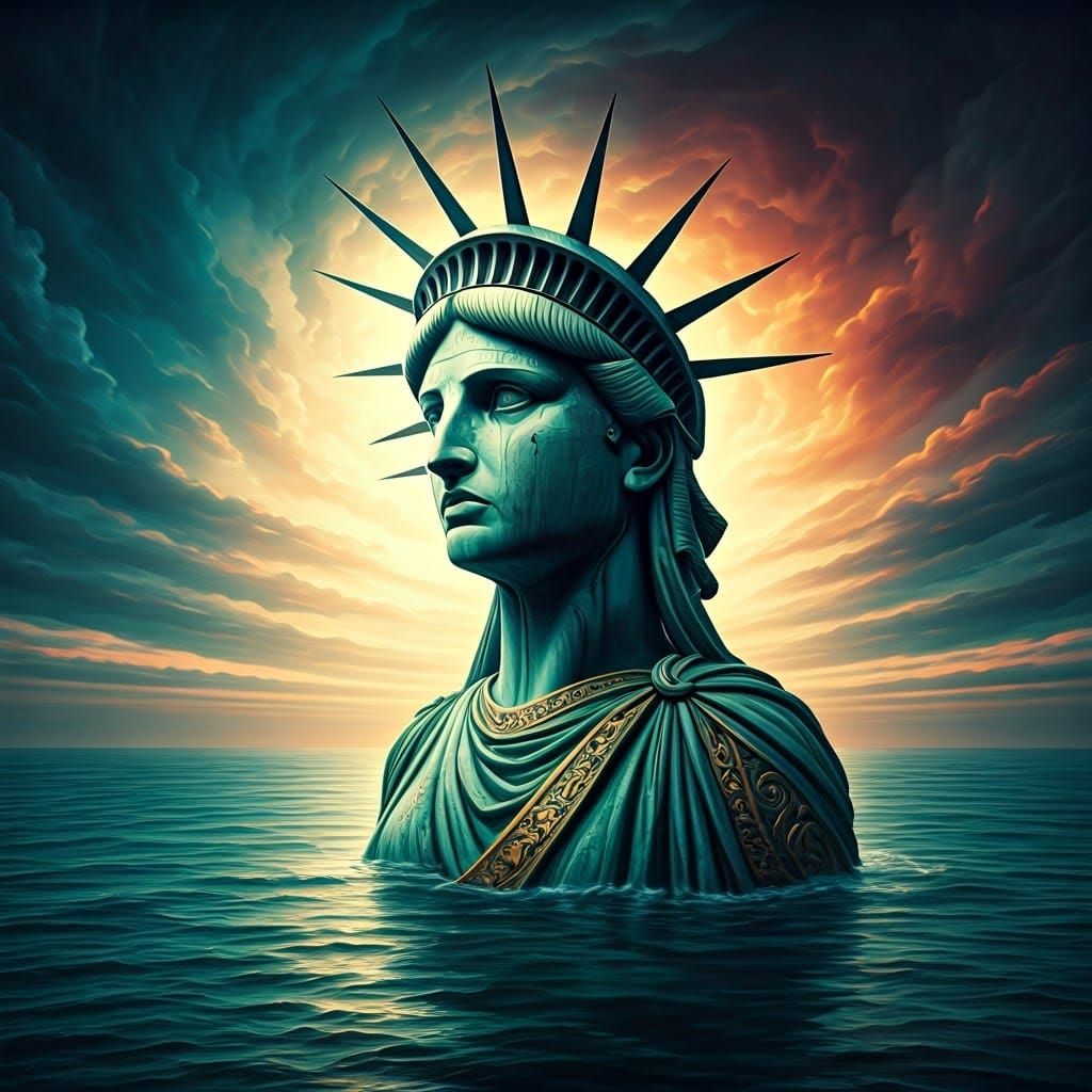 Statue of Liberty Pirate Ship Figurehead in Baroque Style