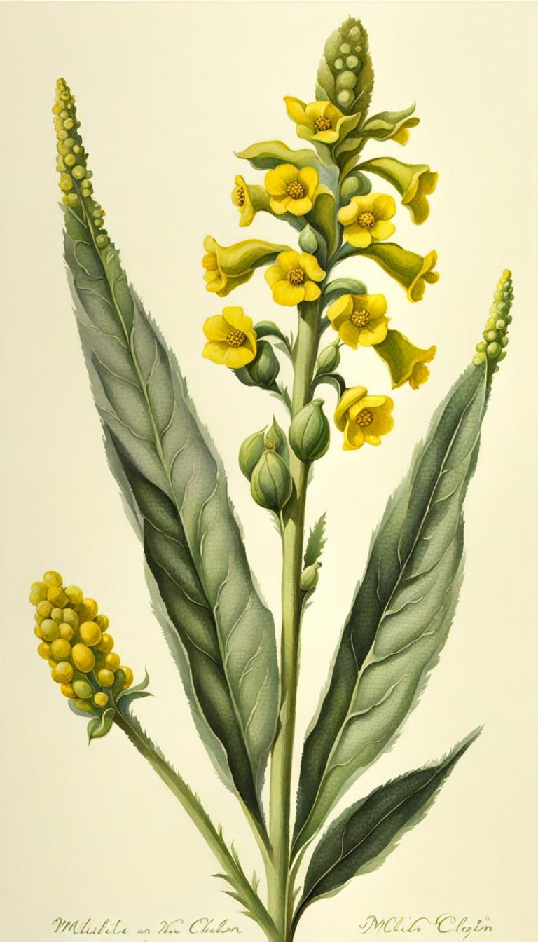 Soft Chalk Drawing of a Mullein Plant