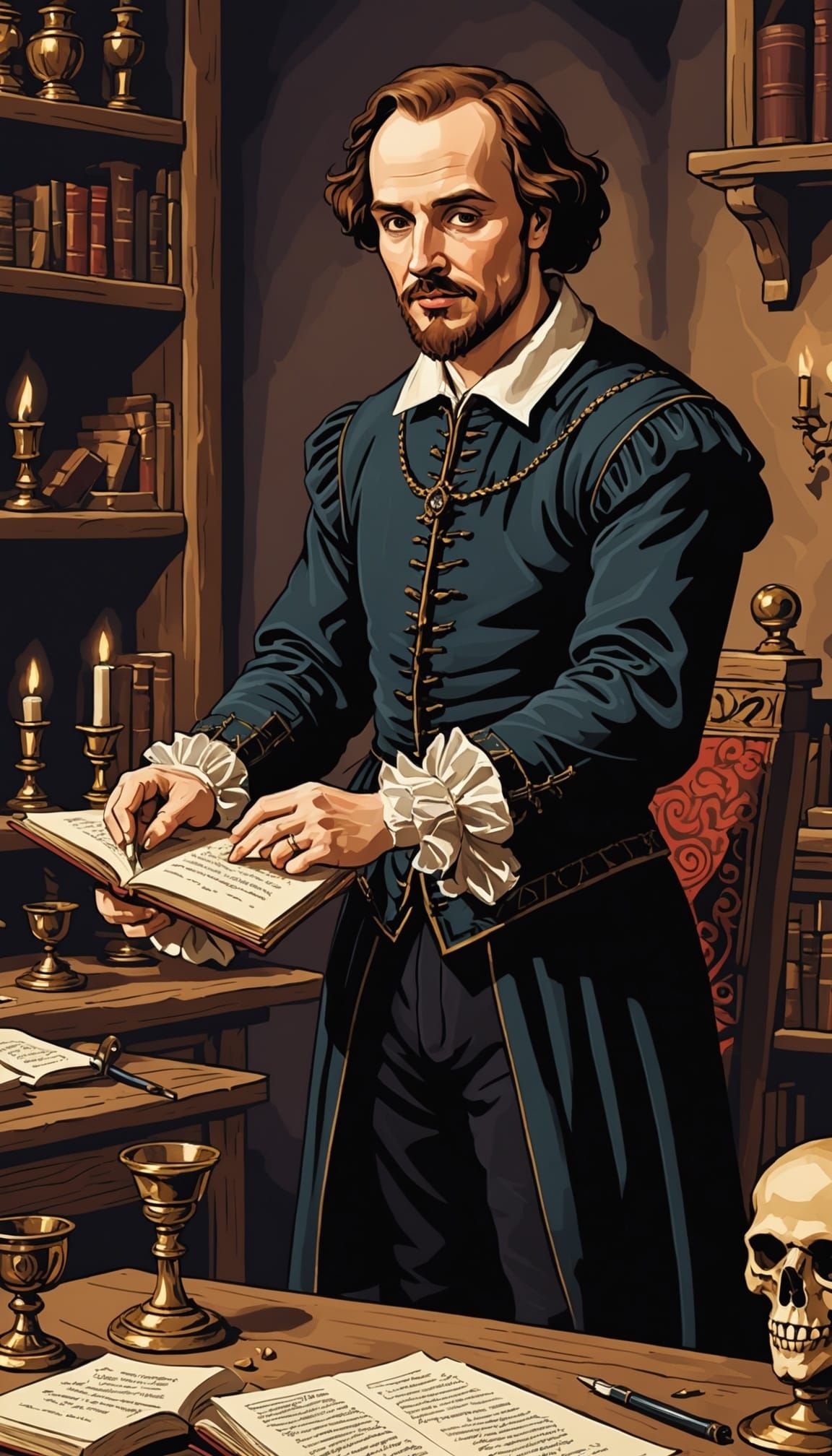 Shakespeare Completes Hamlet, Joyful Over Masterpiece