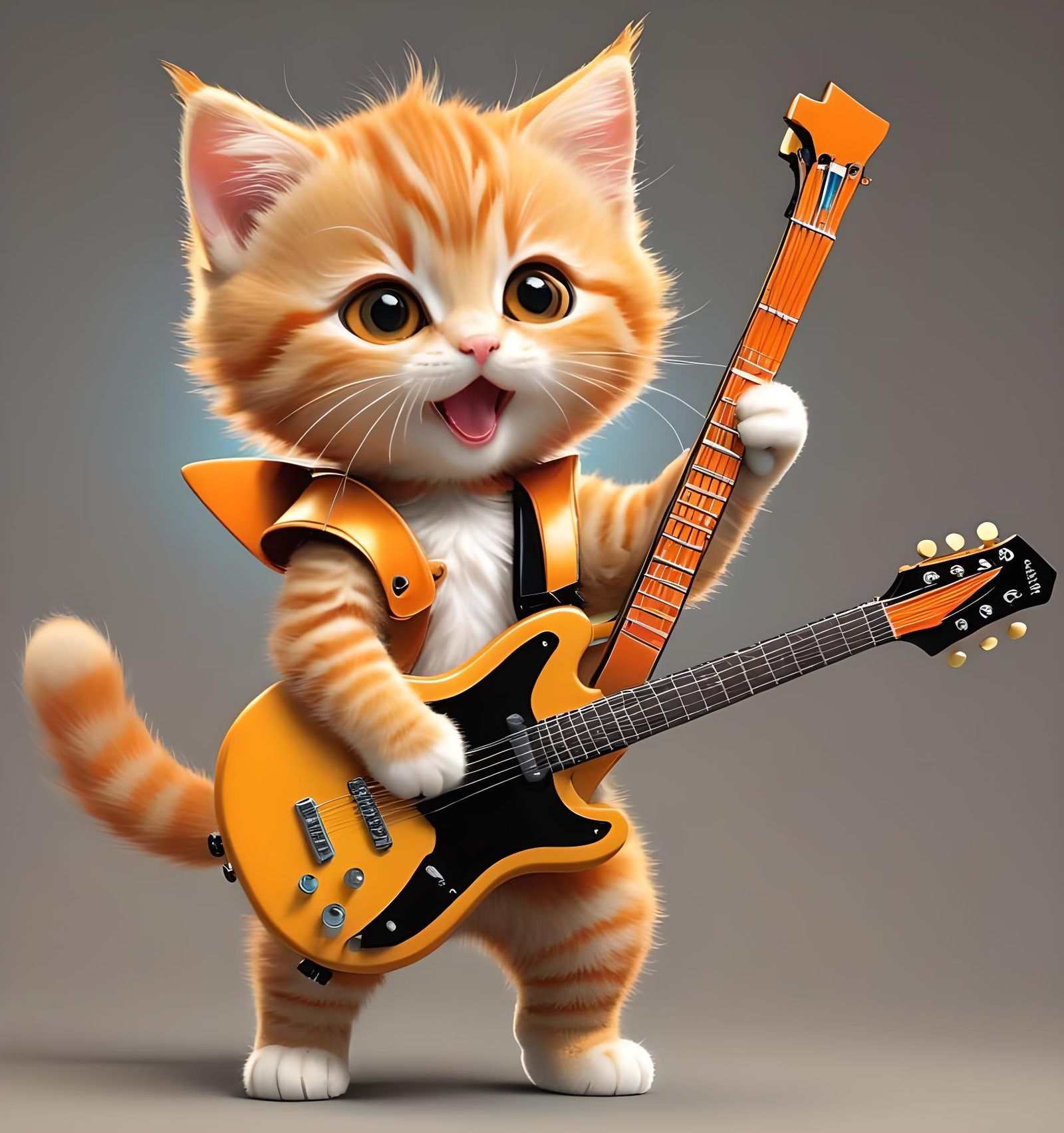 Ginger Kitten Rock Star in Digital Art