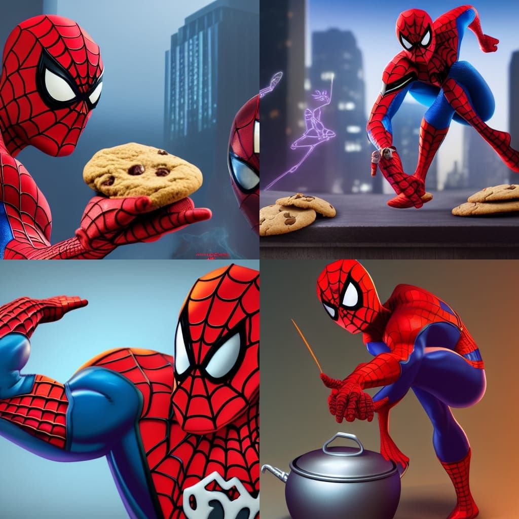 Spiderman Steals Cookie: Pixar-Style 3D Render