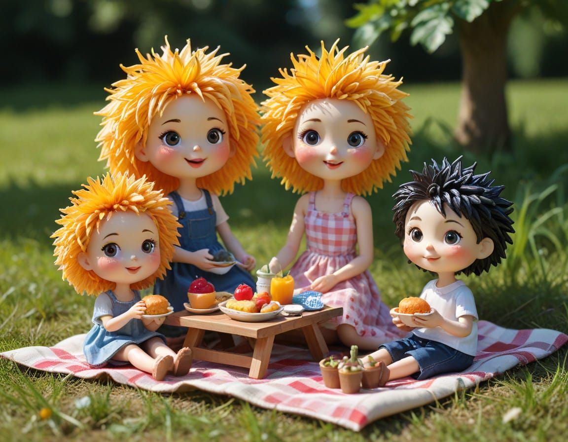 Spirioffom Pom-Pirttry Arty-Faces Family Picnic