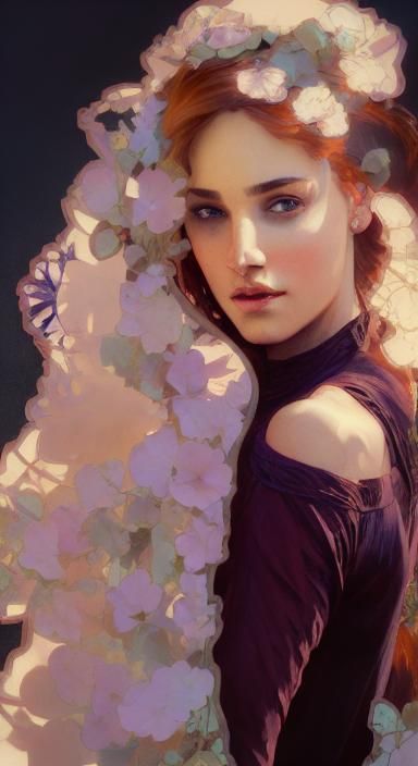 Beautiful Woman in Spanish Villa, Art Nouveau Portrait