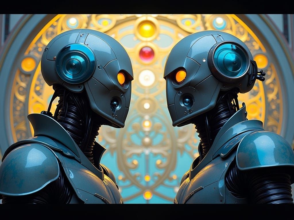 Forbidden Android Encounter in Dark Lomography Style