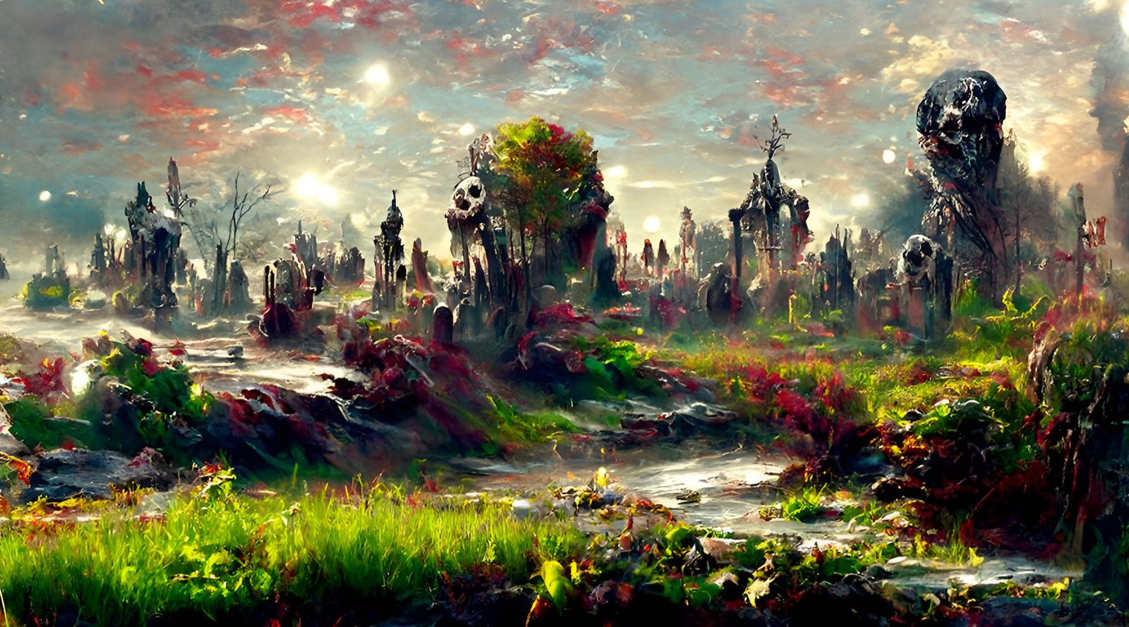 Undead Zombie Landscape Painting in Horror Style