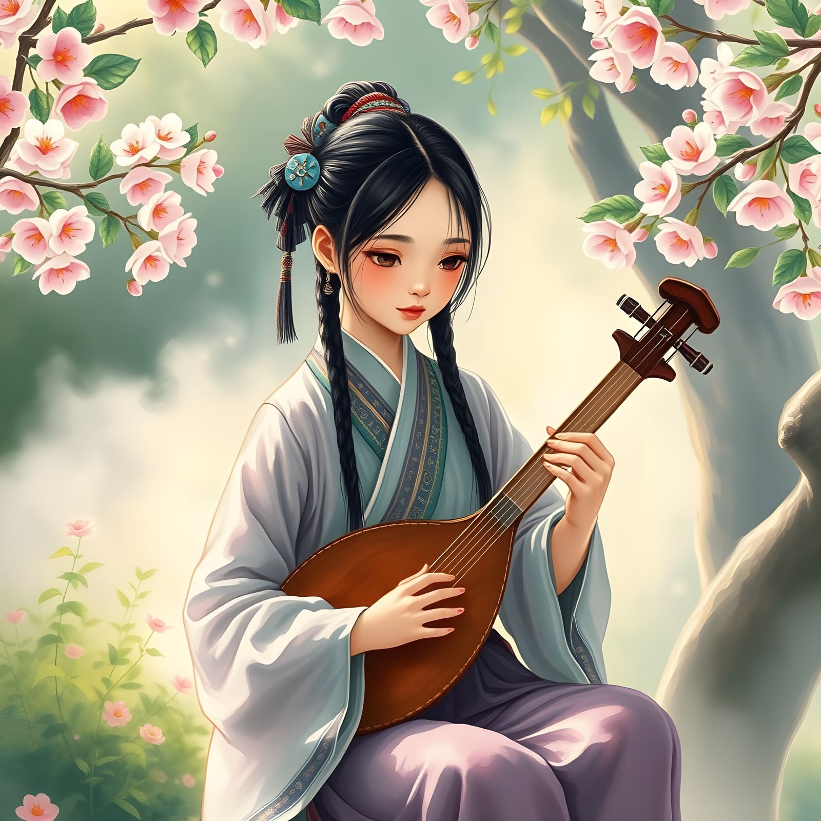 Young Chinese Girl Engaged in Play