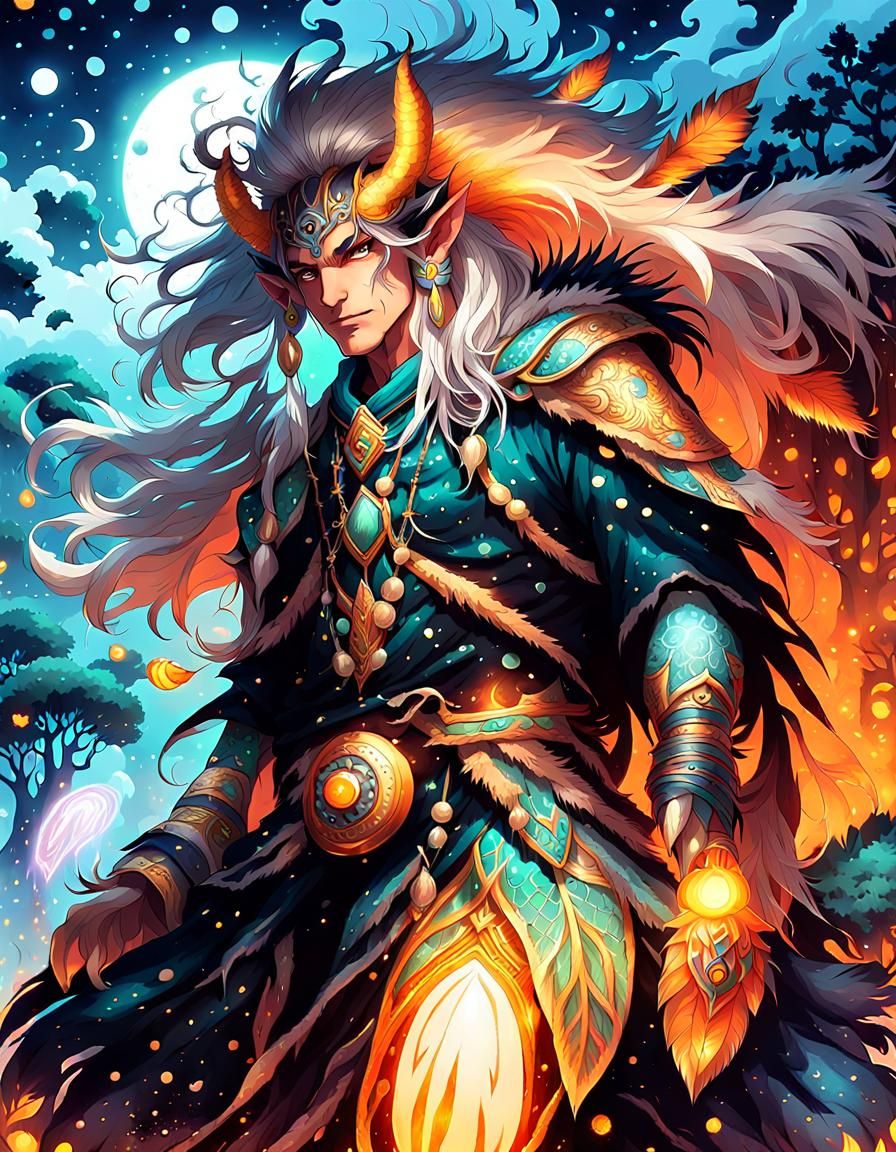 Manga Fantasy Creature in Mystical Settlement