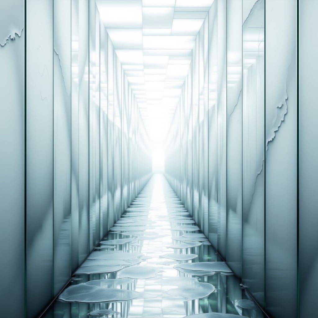 Dreamlike Futuristic Cityscape with Twisting Glass Walls