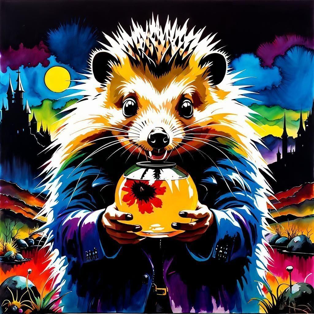 AI Renders a Hedgehog with a Bowl