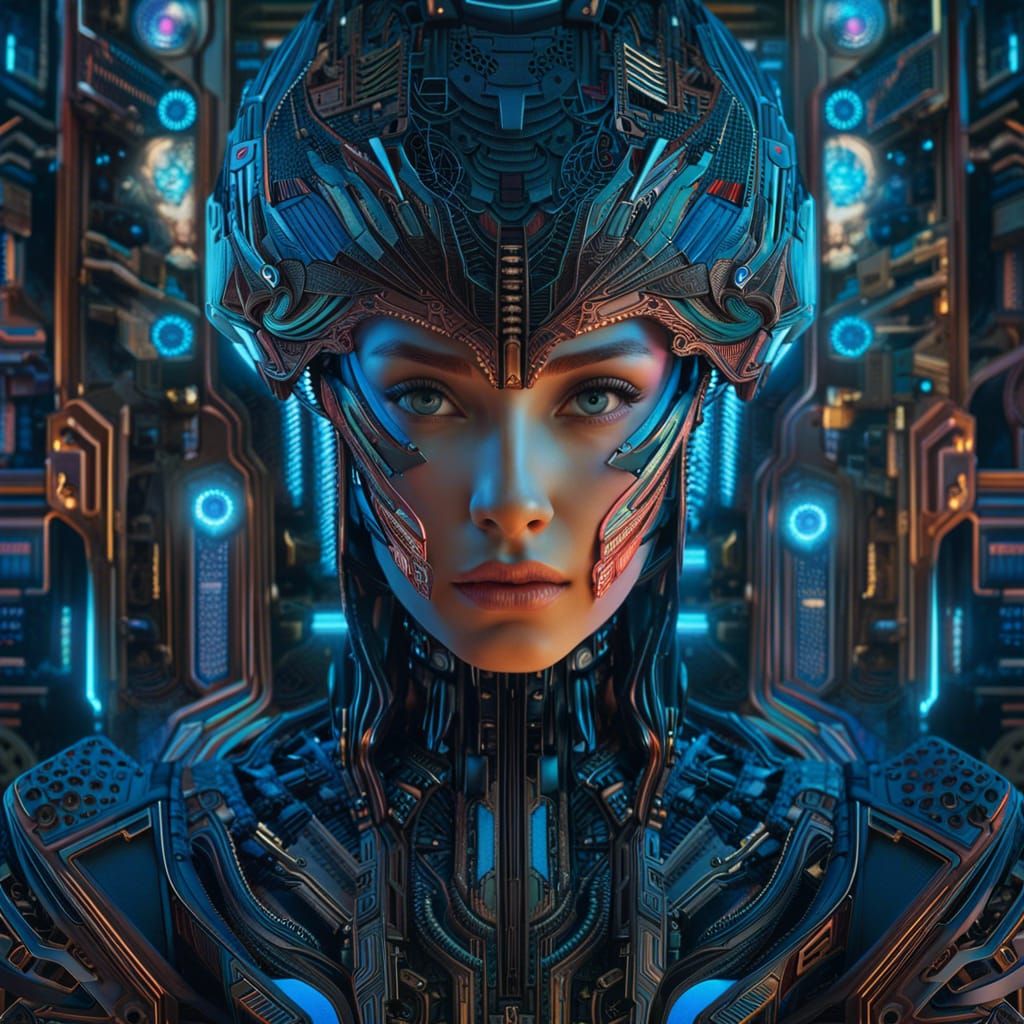 Cyberpunk AI Selfies: Biomechanical Luminescent Portrait
