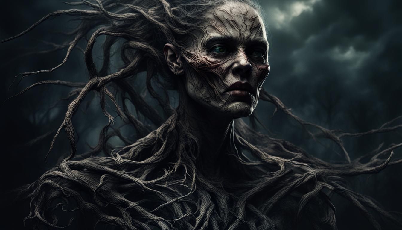 Creepy Banshee in Dual Exposure Horror Concept Art