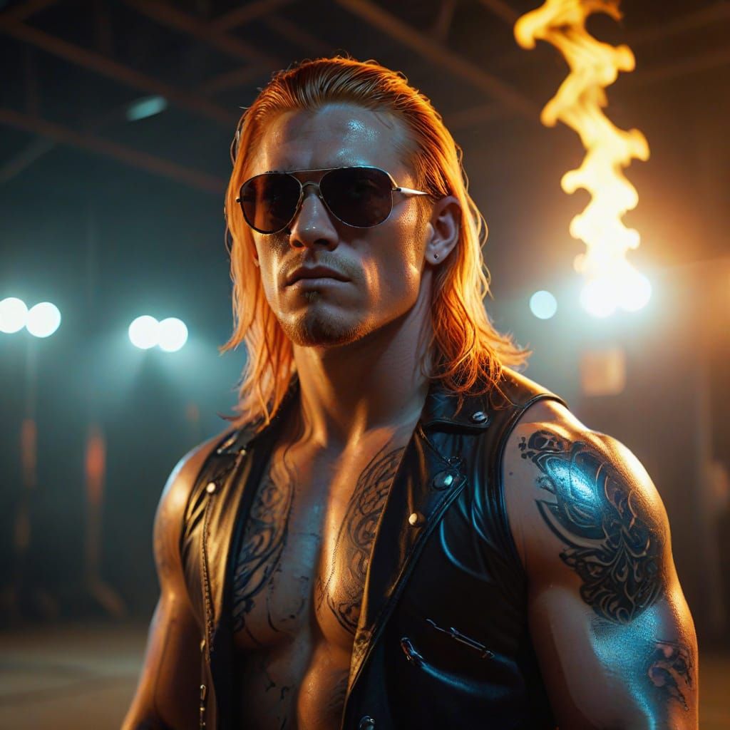 Ginger Wrestler in Neon Smoky Arena