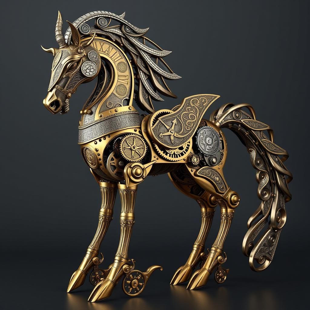 This golem takes the form of a kelpie. It is created from cl...