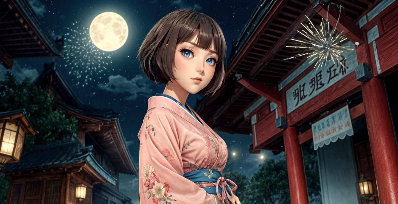 Serene Beauty in Traditional Shrine at Night