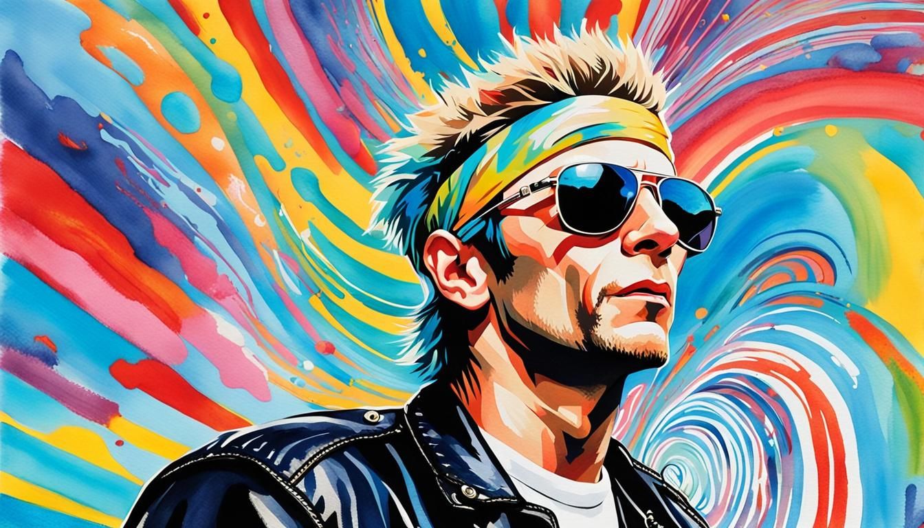 Person in Leather Jacket: Watercolor Pop Art Portrait