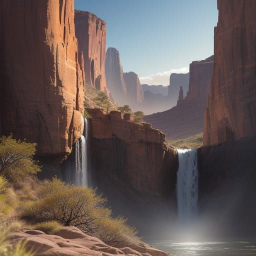 Desert Oasis Landscape in Vibrant Color