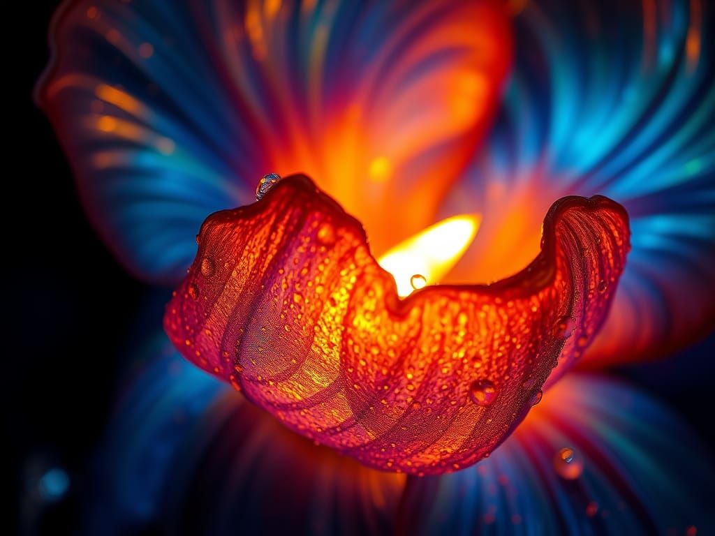 Vibrant Iridescent Glass Bloom in Ethereal Light