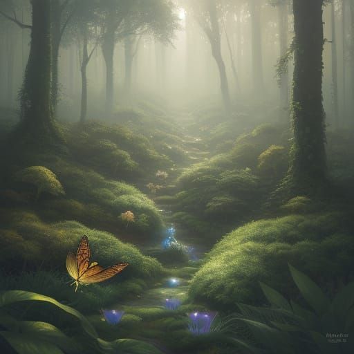 Whimsical Forest Creatures in Ethereal Glow