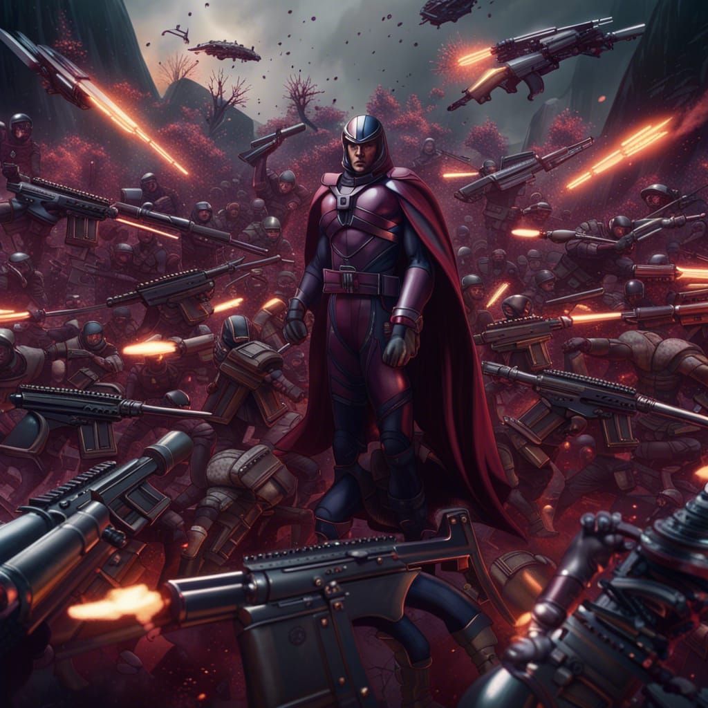 Magneto Controls US Army Weapons in Detailed Matte Painting