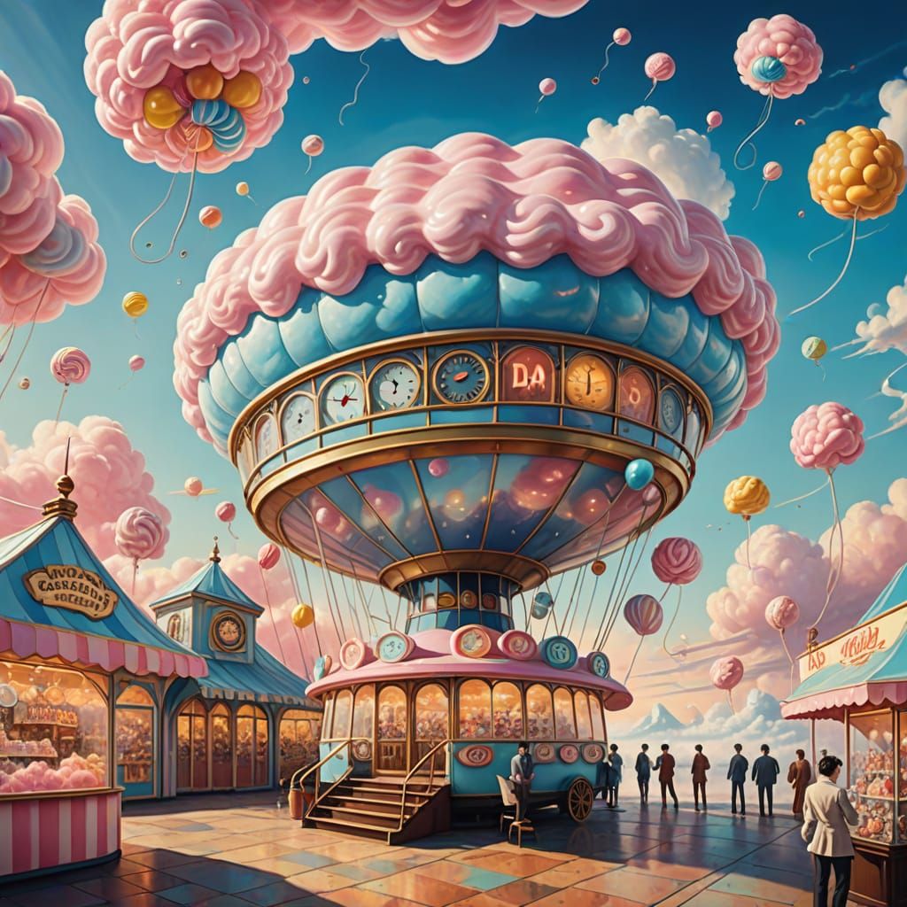 Airship Cotton Candy Shop in Surrealist Style