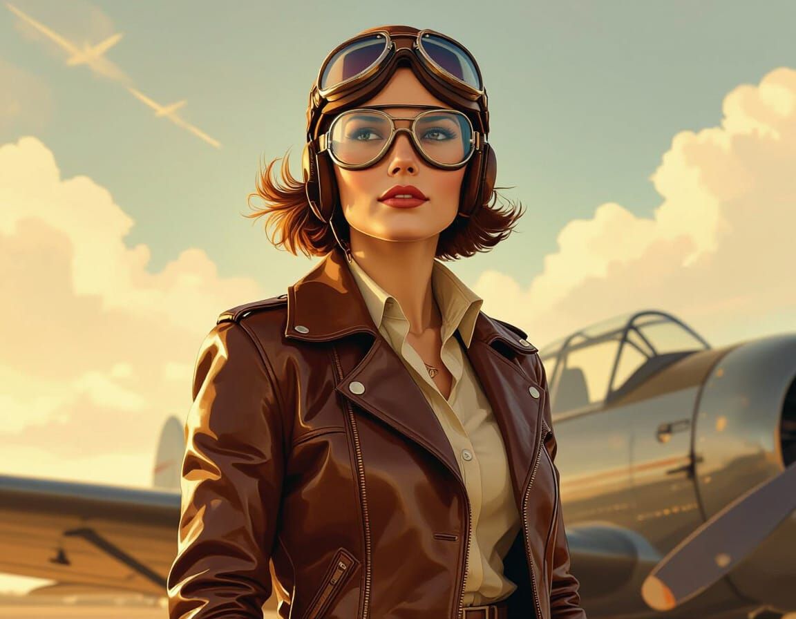 Amelia Earhart in Art Deco Style