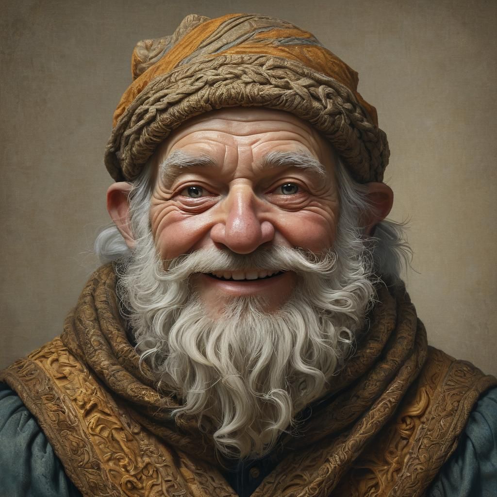 Gnome Cleric Portrait in Baroque Fantasy Style