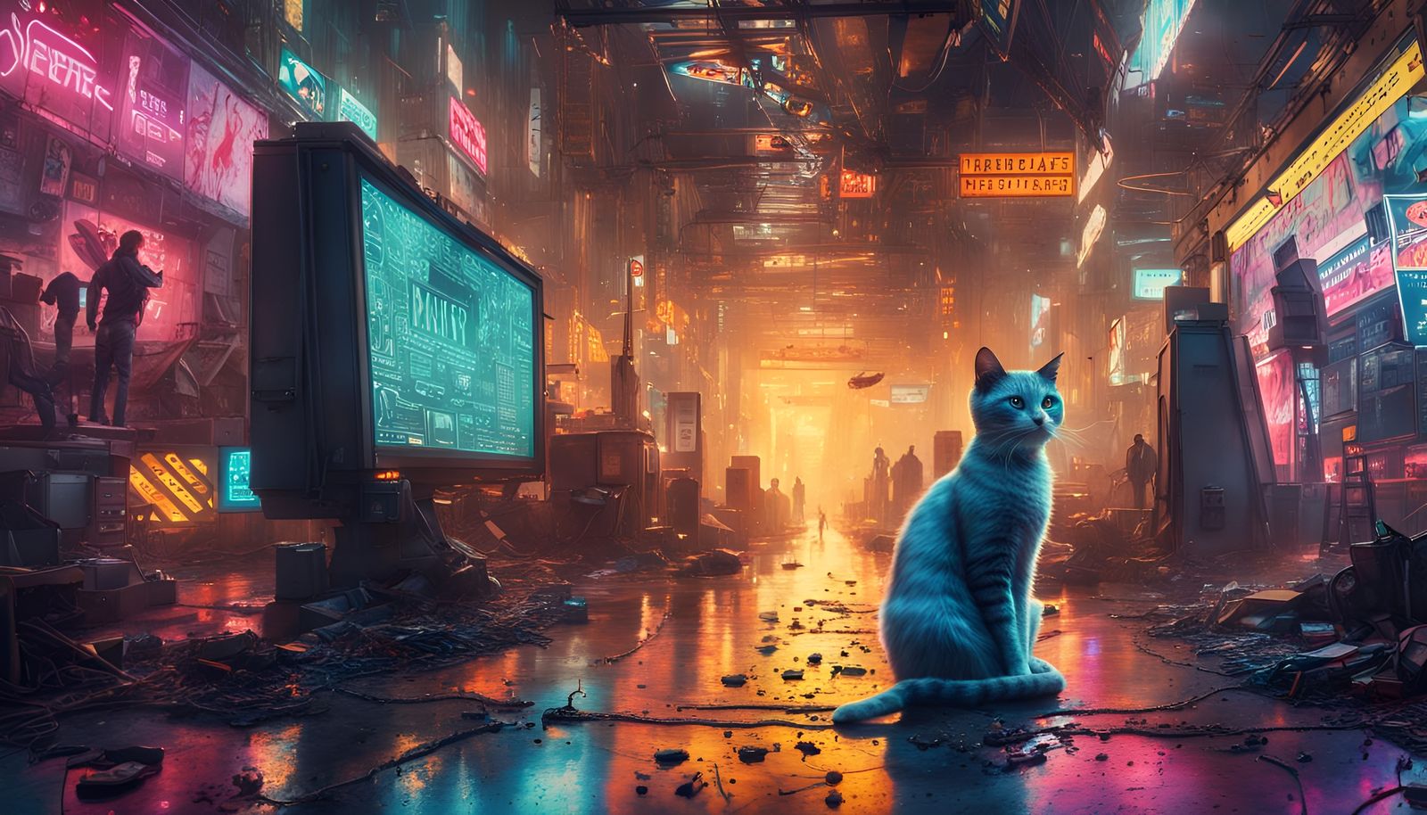 Cyberpunk Terminal Background with Psychedelic Hacker Code