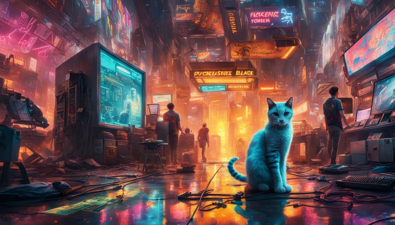 Cyberpunk Terminal Background with Psychedelic Hacker Code