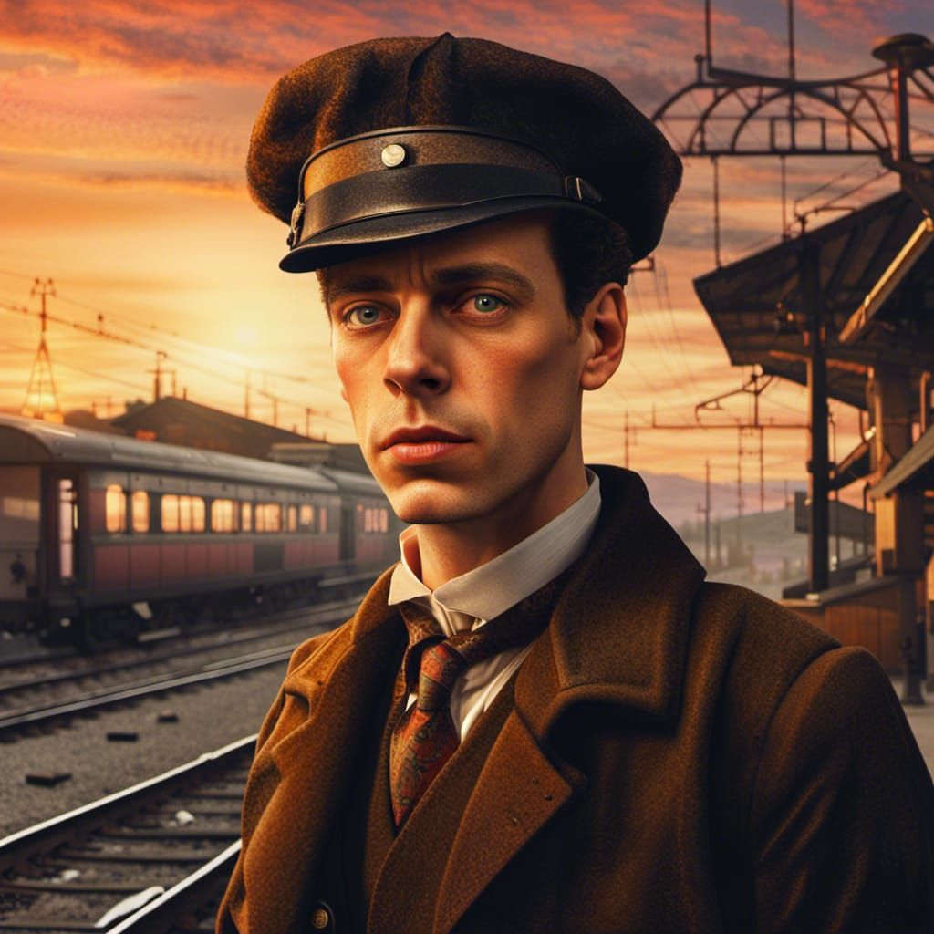 Egon Schiele as train conductor