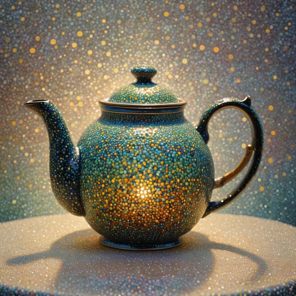 Ethereal Teapot in Pointillist Style
