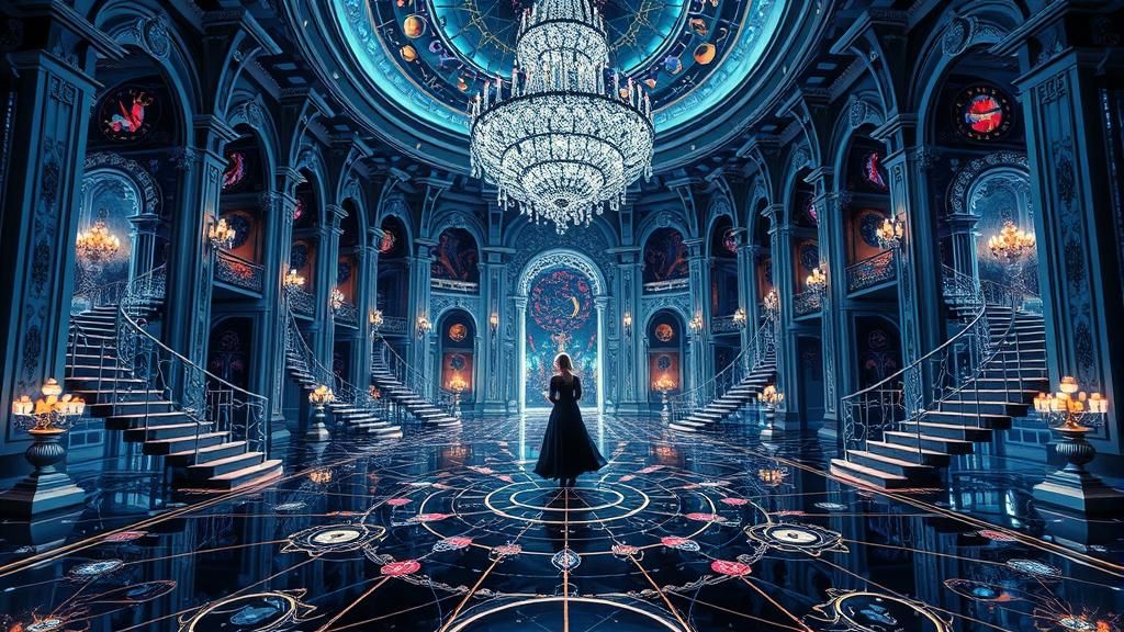 Sorceress in Mirrored Palace Inspired by Escher