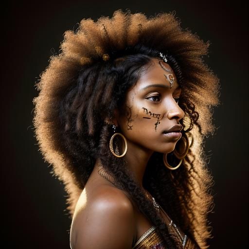 Striking Portrait of a Black Woman with Golden Henna