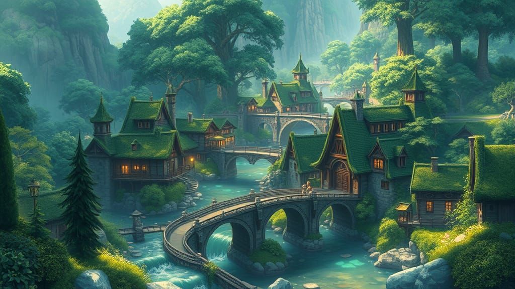 Mystical Village Restoration in Anime Style