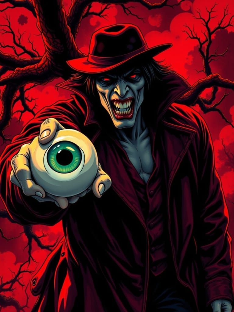 Alucard from Hellsing in Pop-Art Graphic Novel Style