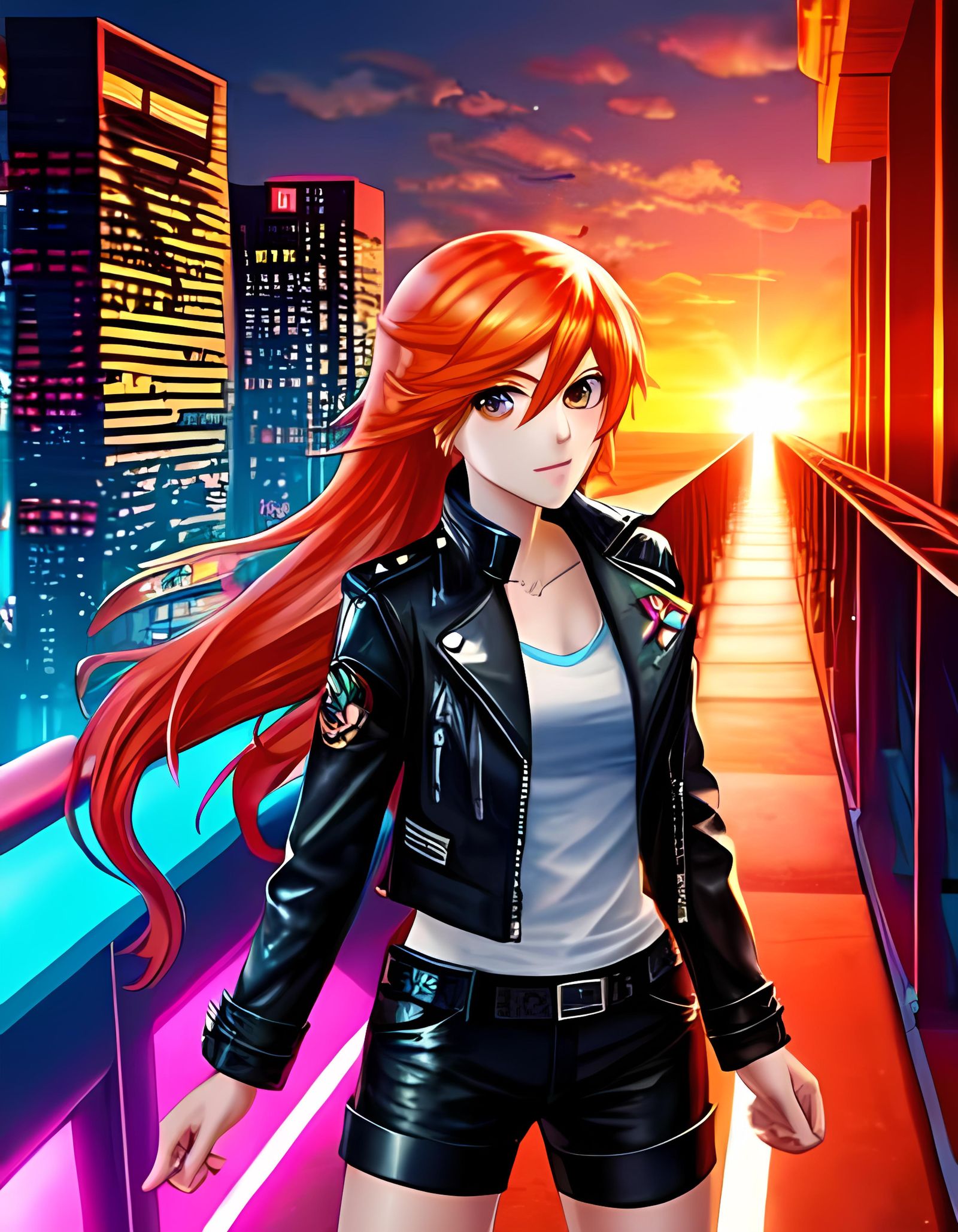 Sunset Shimmer in Cyberpunk Leather Jacket