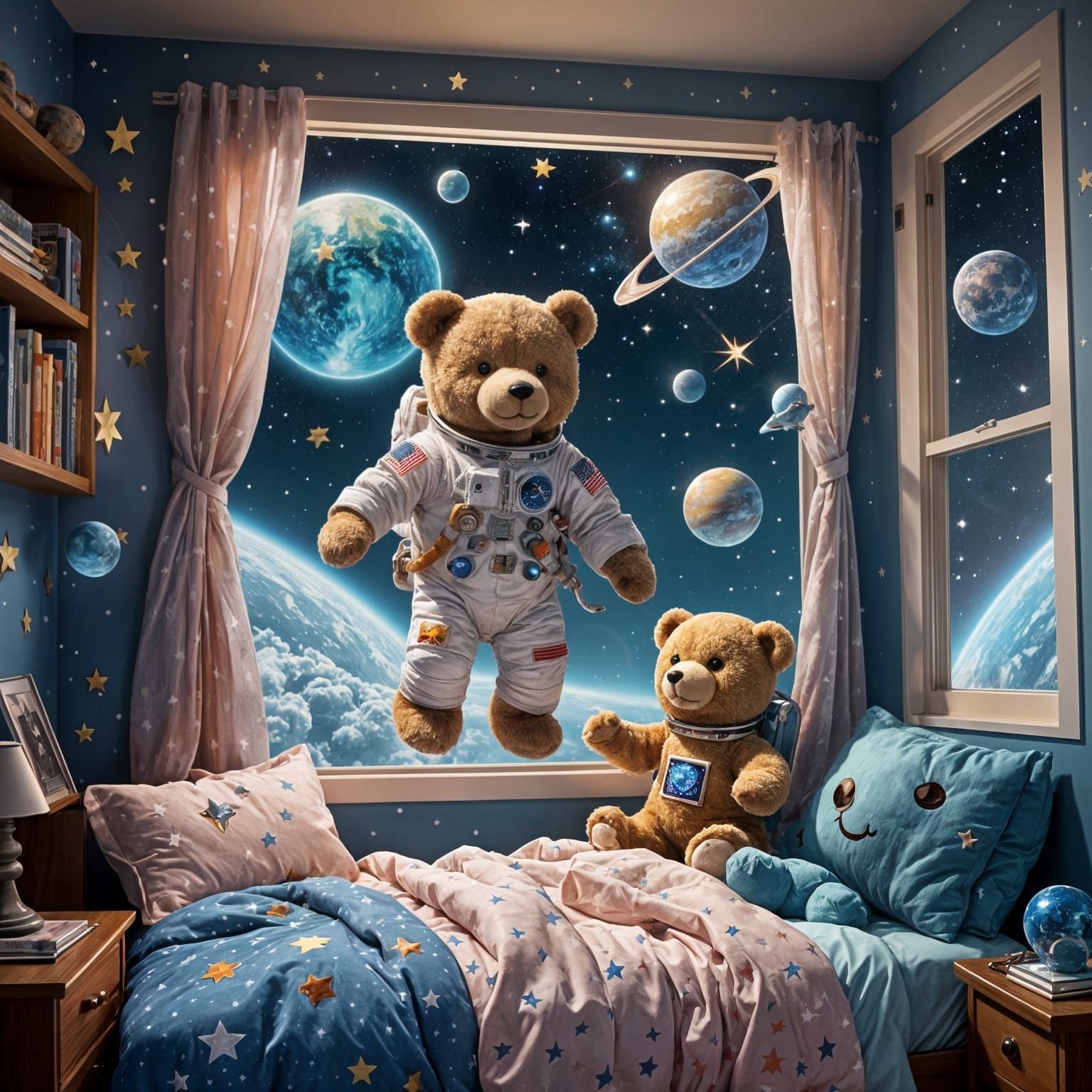 Teddy Bear Astronaut in Space: A Cosmic Dream