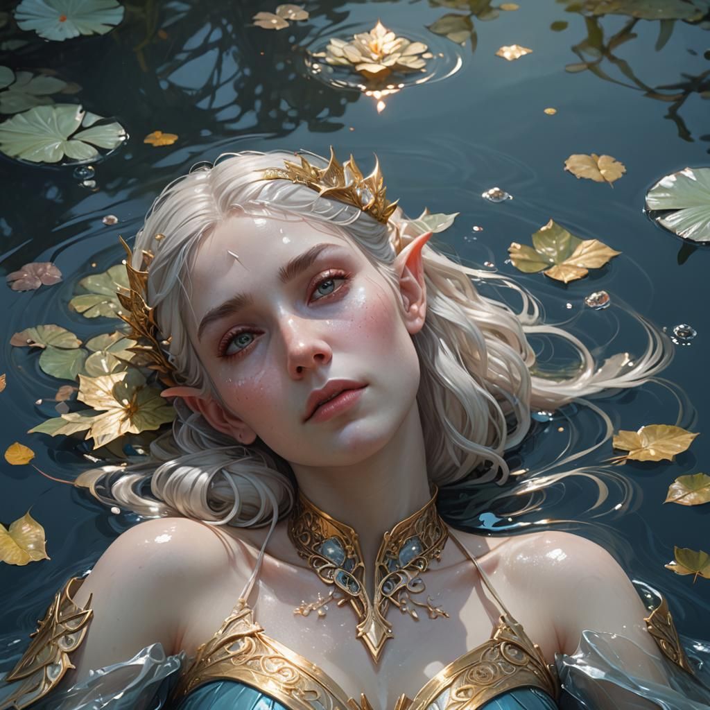 Pale Elf in Shining Lake: Detailed Portrait